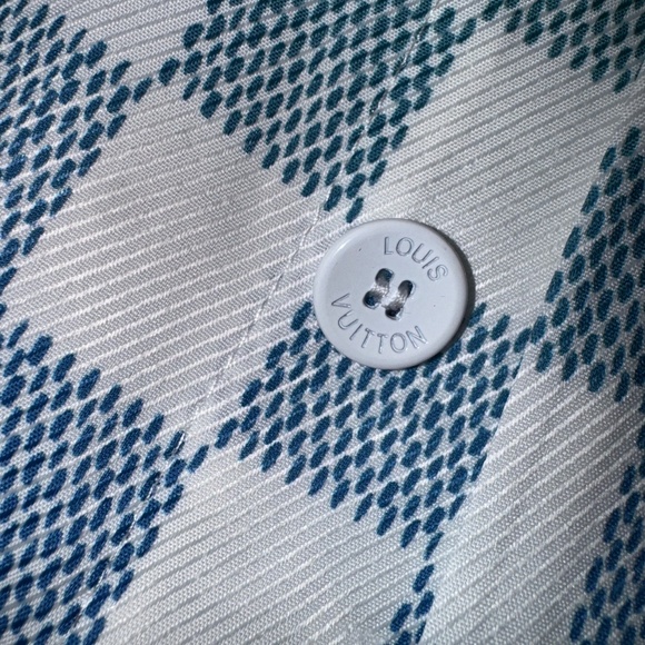 Louis Vuitton Green and Blue Checkered Casual Button Down Shirt - Picture 4 of 8